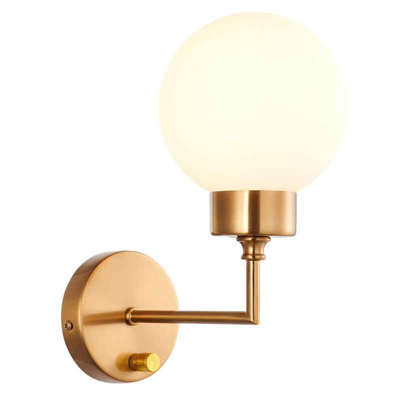 Бра Zibille Sconce brass Латунь Белое матовое стекло в Сочи | Loft Concept 