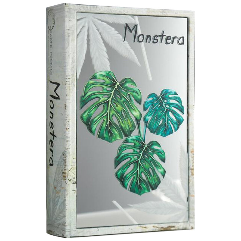 Шкатулка-книга Monstera Leaves Mirror Book Box Серый Зеленый Бежевый в Сочи | Loft Concept 