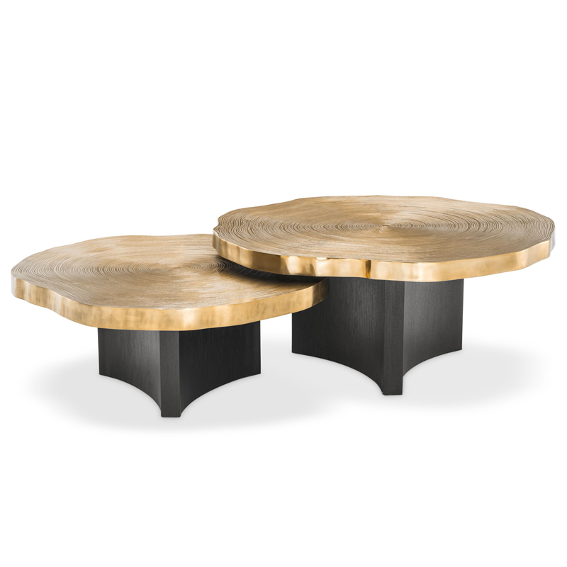 Комплект кофейных столов Eichholtz Coffee Table Thousand Oaks set of 2 Черный Латунь в Сочи | Loft Concept 