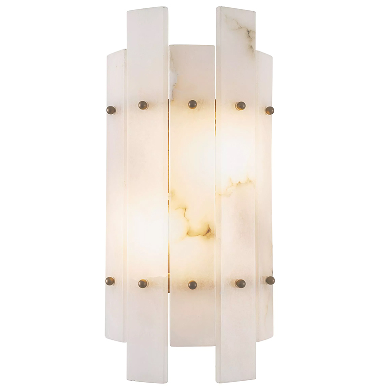 Бра Eichholtz Wall Lamp Caprera Alabaster Белый Мрамор Bianco Бежевый Латунь в Сочи | Loft Concept 