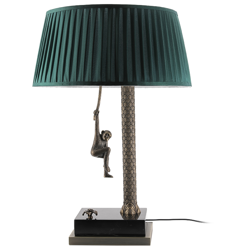 Настольная лампа Джунгли Table Lamp Jungle Emerald Латунь Античная полированная Черный Мрамор Nero Изумрудный в Сочи | Loft Concept 