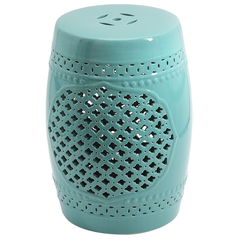 Керамический табурет Quatrefoil Garden Stool - Turquoise Бирюзовый в Сочи | Loft Concept 