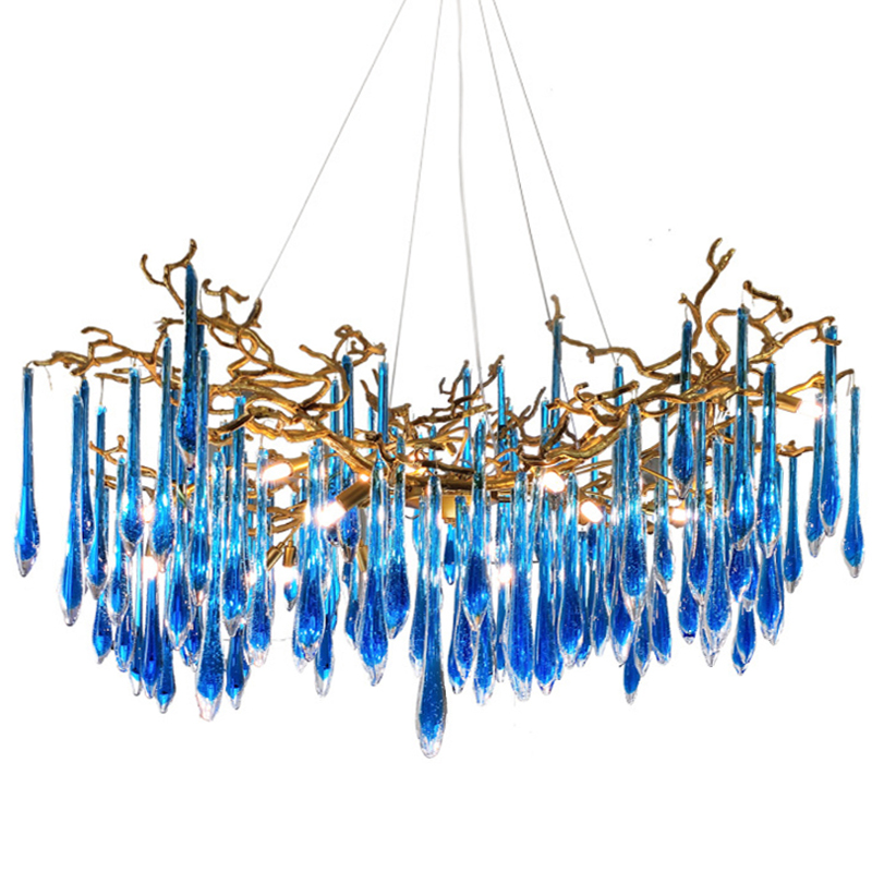 Люстра Blue Fountain Chandelier  Золотой Синий в Сочи | Loft Concept 