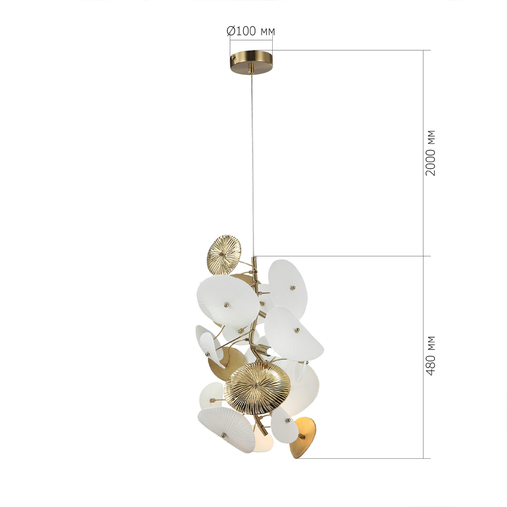 Подвесной светильник с белыми и золотистыми цветами Dahlia Flowers Lamp в Сочи