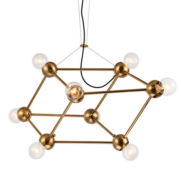 Люстра Molecule Gold Chandelier Золотой в Сочи | Loft Concept 