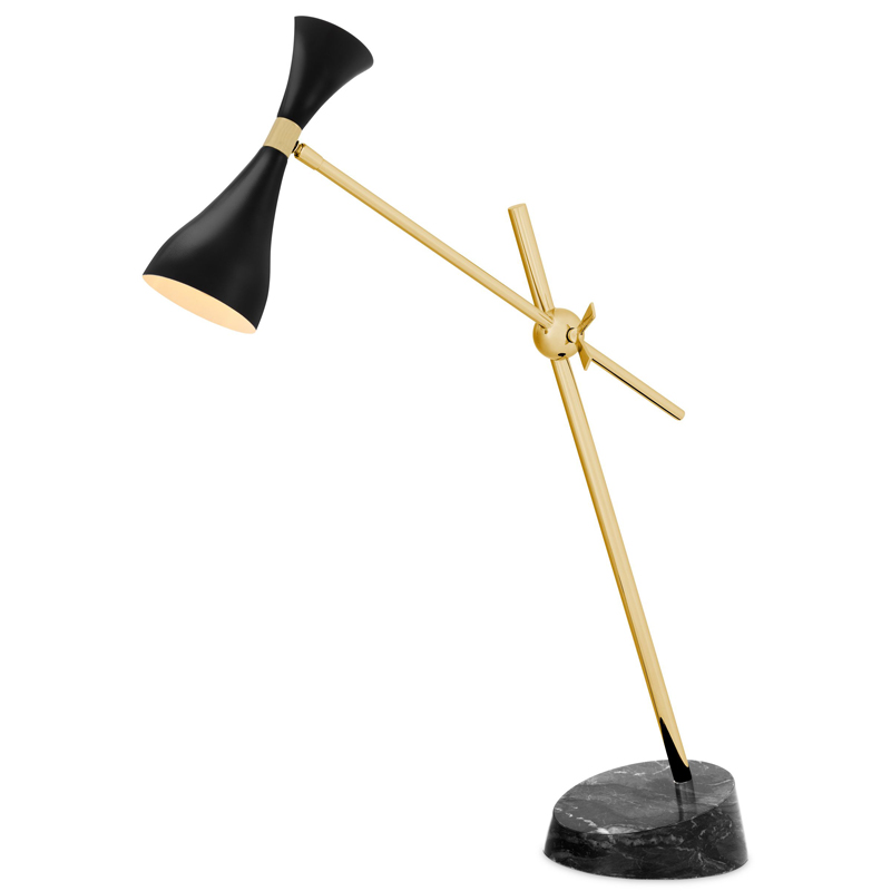 Настольная лампа Eichholtz Desk Lamp Cordero xl Черный Латунь Черный Мрамор Nero в Сочи | Loft Concept 