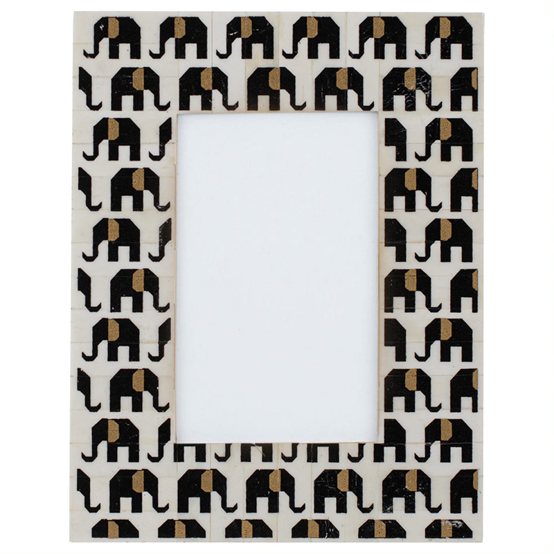 Фоторамка кость Indian Elephants Bone Inlay photo frame Черно-белый в Сочи | Loft Concept 