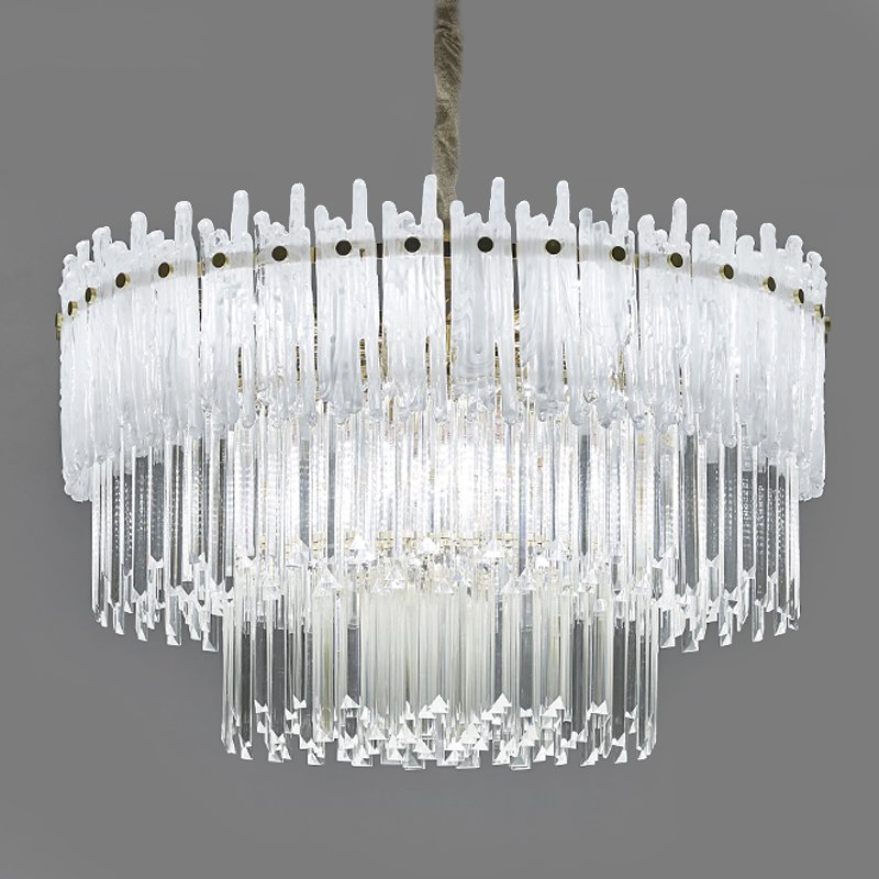 Люстра Murano Glass ICE Chandelier Золотой Белый Прозрачное Стекло в Сочи | Loft Concept 