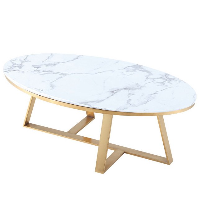 Кофейный стол Marble Oval Table Латунь Белый в Сочи | Loft Concept 