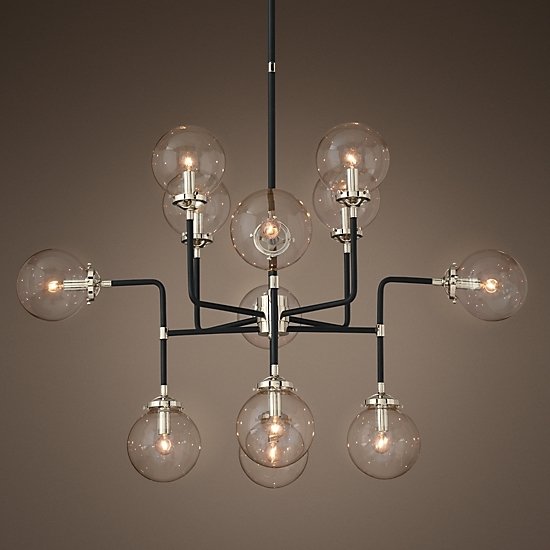 Люстра BISTRO GLOBE CLEAR GLASS SILVER CHANDELIER 12 Черный Серебряный Прозрачное Стекло в Сочи | Loft Concept 