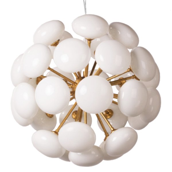 Люстра Mid-Century Sputnik Milk Glass Chandelier Золотой Прозрачный белый Люстра Mid-Century Sputnik Milk Glass Chandelier Золотой Прозрачный белый в Сочи | Loft Concept