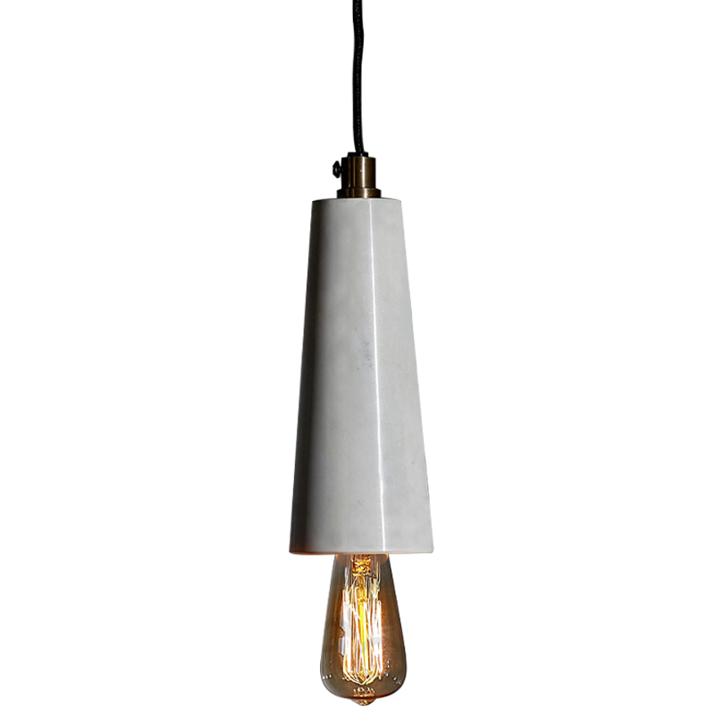 Подвесной светильник Shaw Cone Marble Hanging Lamp Черный Белый Мрамор Bianco в Сочи | Loft Concept 