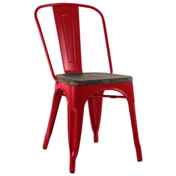 Кухонный стул Tolix Chair Wood Red Красный Красный Коричневый в Сочи | Loft Concept 