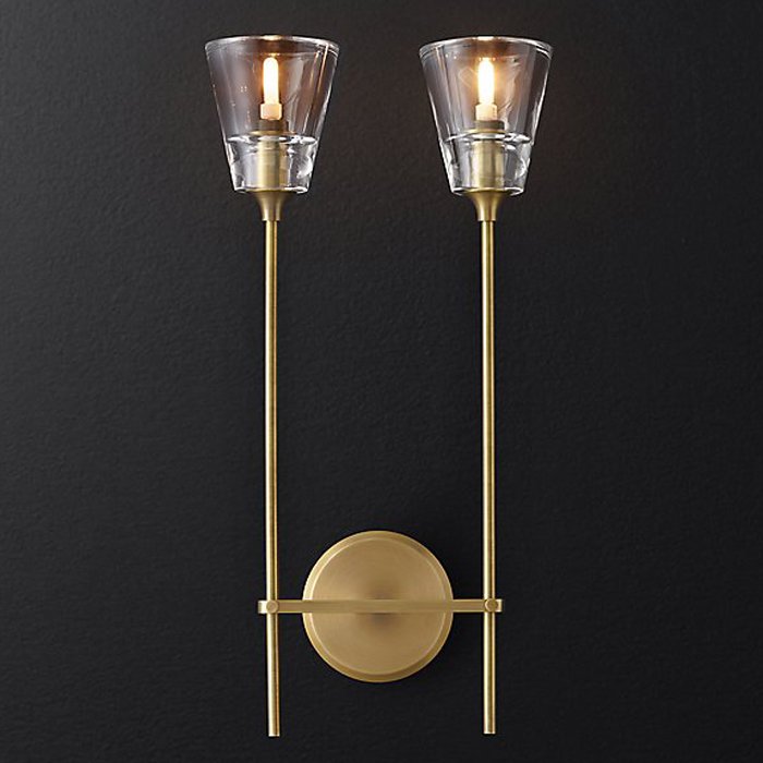 Бра RH Torche De Verre Double wall lamp Латунь в Сочи | Loft Concept 