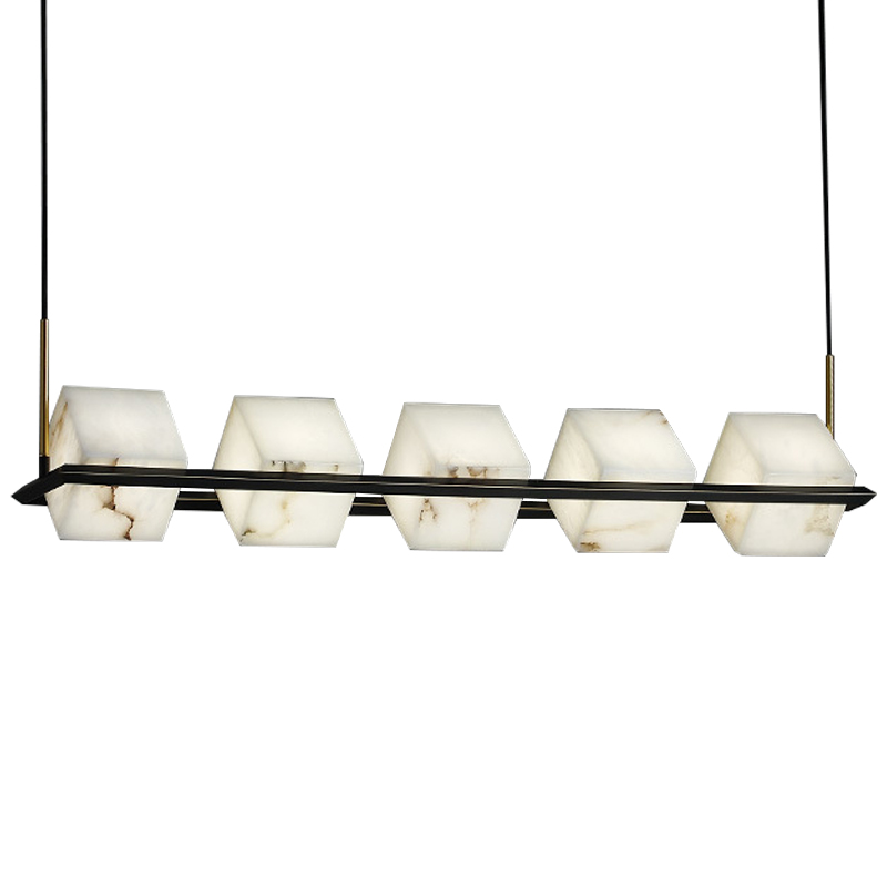 Люстра Marble Cubes Modern Light Chandelier 5 плафонов Черный Белый Мрамор Bianco Латунь в Сочи | Loft Concept 