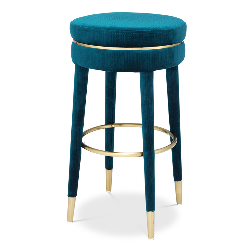 Барный стул Eichholtz Bar Stool Parisian blue Бирюзовый Латунь в Сочи | Loft Concept 