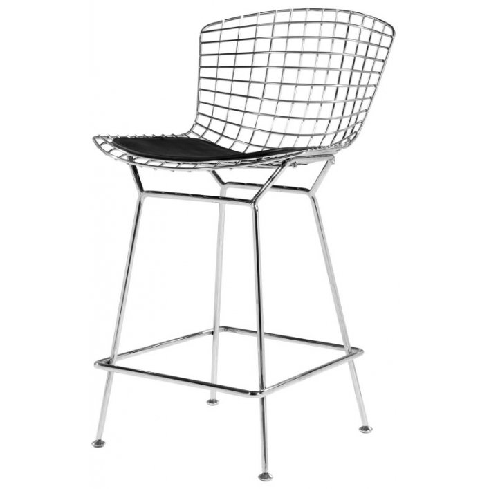 Барный стул Bertoia Barstool Черный Серебряный в Сочи | Loft Concept 