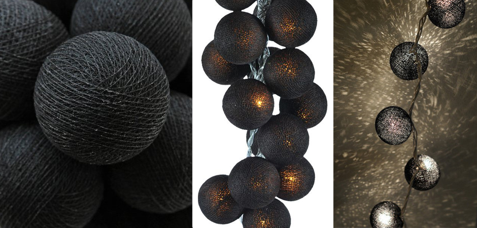 Гирлянда хлопковые фонарики Сotton Ball Ice Black - Loft-Concept в Сочи