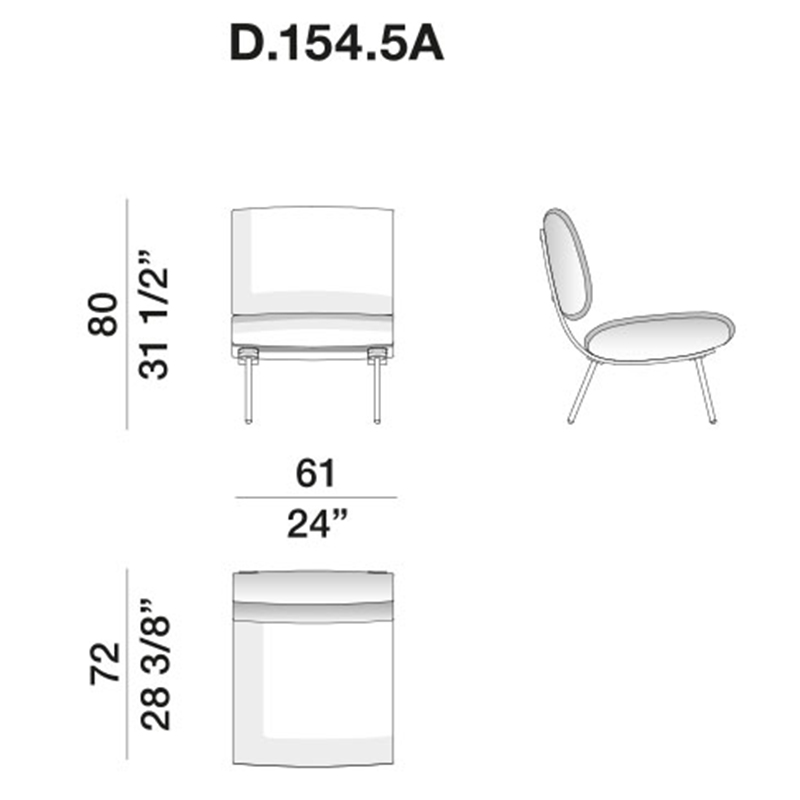 Дизайнерское кресло без подлокотников Gio Ponti ROUND D.154.5 Armchair в Сочи