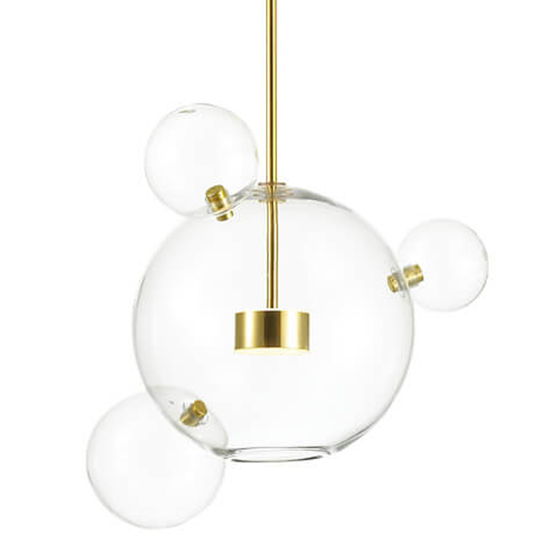 Подвесной светильник Transparent Bubble Pendant Gold 3 Глянцевое золото Прозрачный в Сочи | Loft Concept 