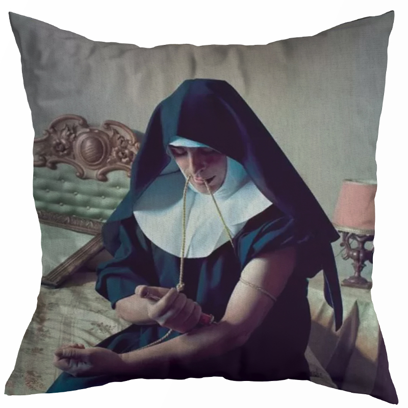 Декоративная подушка Seletti Cushion Nun Бежевый Коричневый Черный Зеленый шалфей в Сочи | Loft Concept 