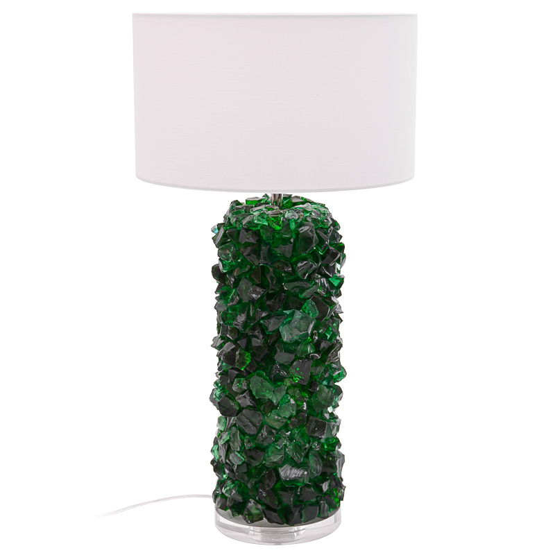 Настольная лампа Enide Green Table Lamp с абажуром Зеленый Белый Прозрачный в Сочи | Loft Concept 