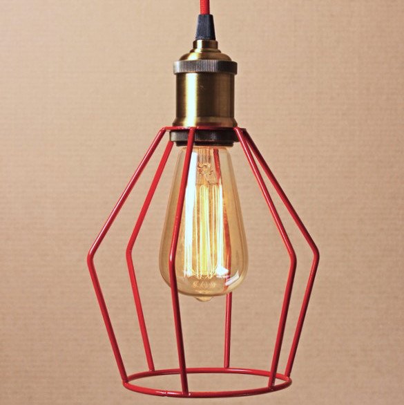 Подвесной светильник Wire Cage Pendant Trew Red Красный в Сочи | Loft Concept 