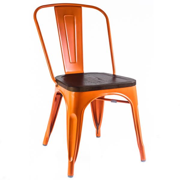 Кухонный стул Tolix Chair Wood Orange Оранжевый Коричневый в Сочи | Loft Concept 