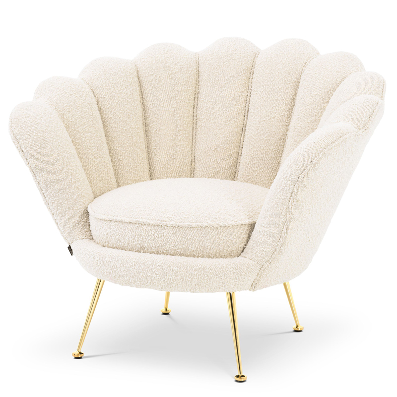 Кресло Eichholtz Chair Trapezium Boucle cream Кремовый Латунь в Сочи | Loft Concept 