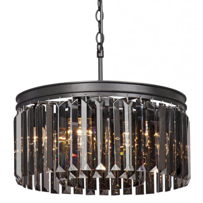 Люстра RH Rhys Smok Glass Prism Round Chandelier 40 Черный матовый в Сочи | Loft Concept 