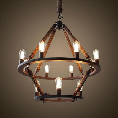 Люстра Rope Filament Chandelier Черный в Сочи | Loft Concept 