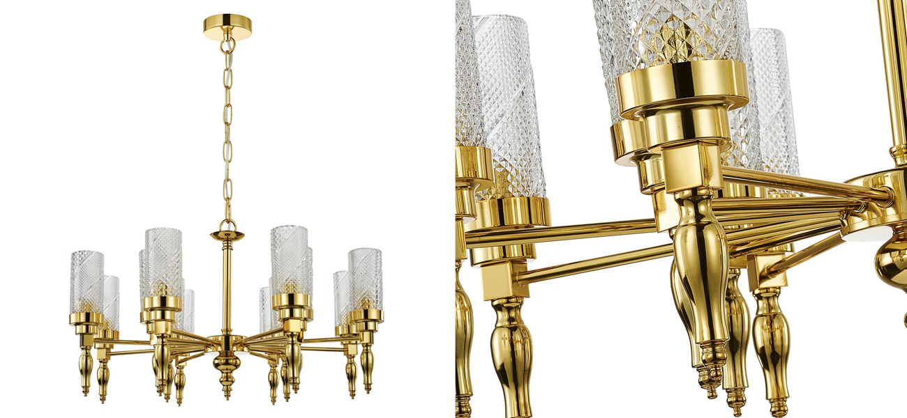 Люстра золотого цвета Balusters D70 см - фото