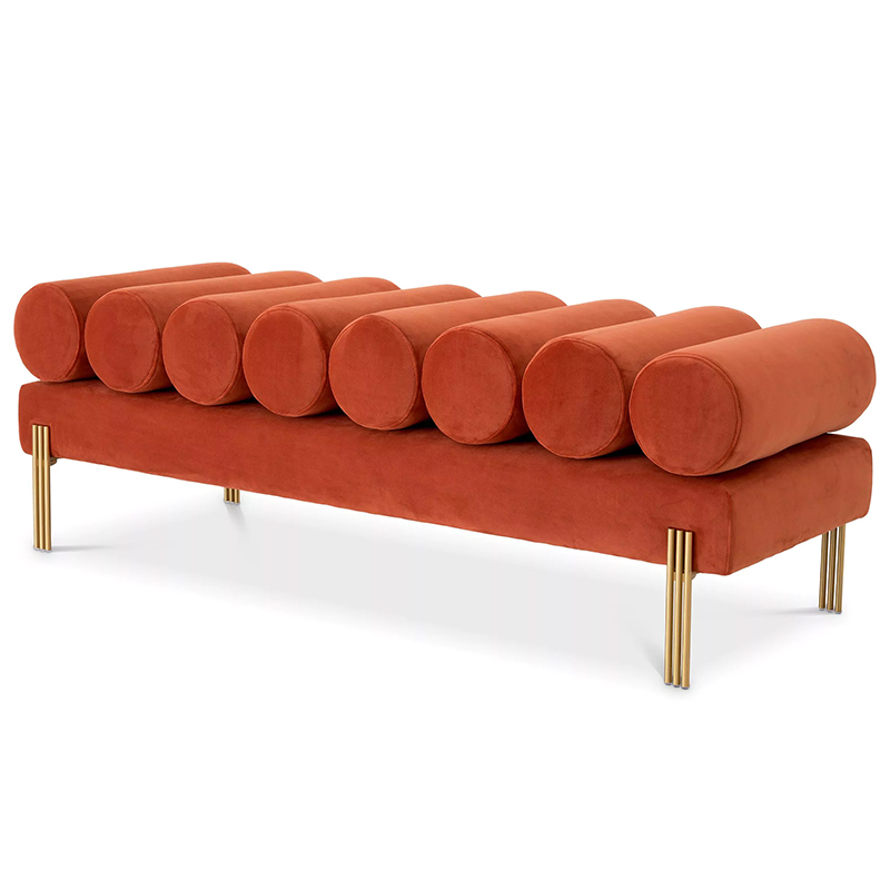 Банкетка Eichholtz Bench Oxley Orange Оранжевый Латунь в Сочи | Loft Concept 