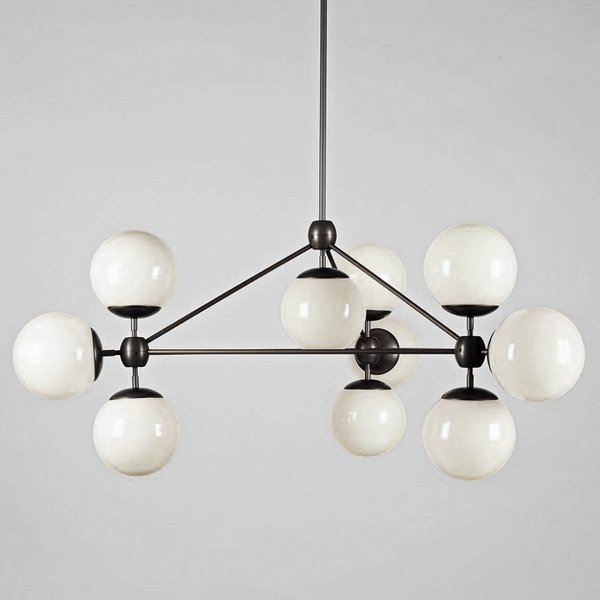 Modo 10 Globes Chandelier Black and White Glass Прозрачный белый Черный в Сочи | Loft Concept 