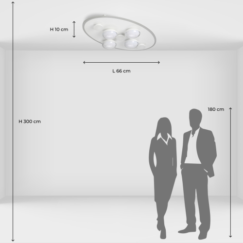 Потолочный светильник овальной формы белого цвета с 7-ю лампами Lunar Pebbles в Сочи