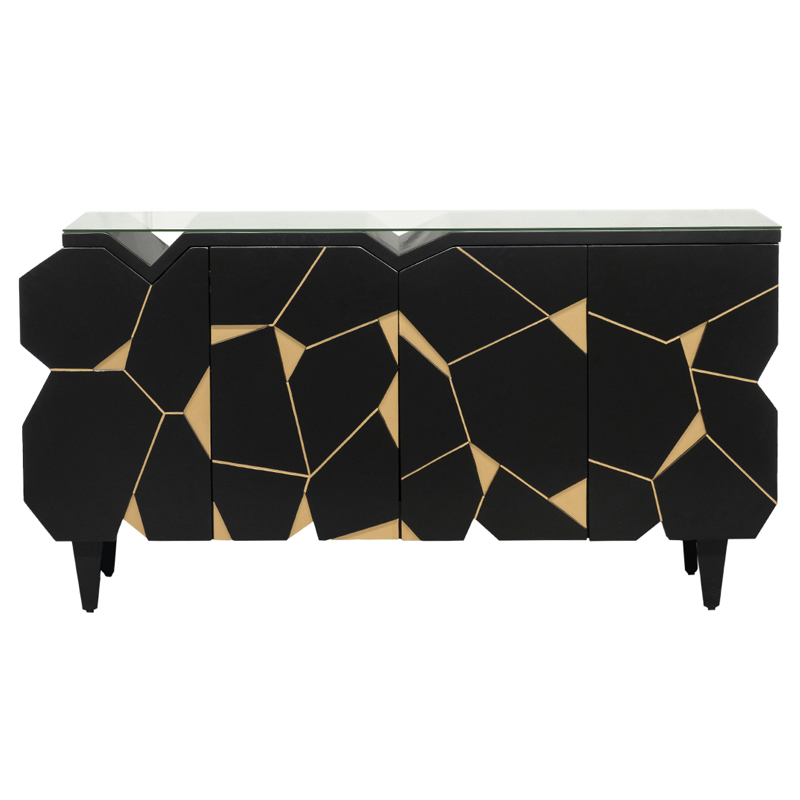 Комод геометрический декор Mosaik Chest of drawers Черный Черный Золотой в Сочи | Loft Concept 