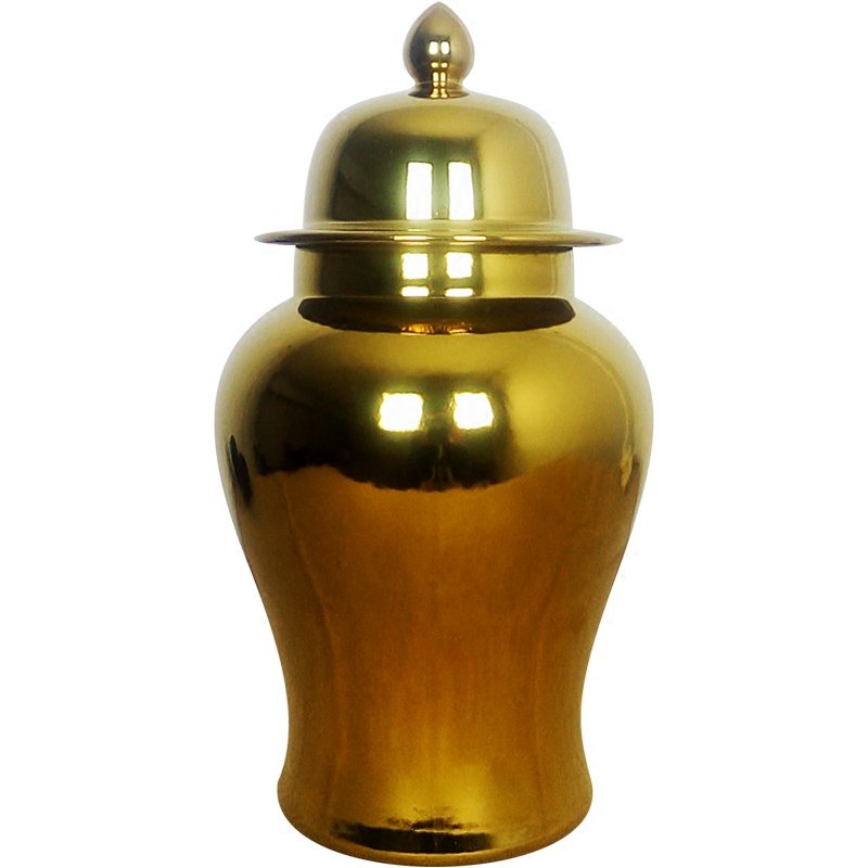 Ваза Gold Ceramic Chinese Jars with Lids Золотой в Сочи | Loft Concept 