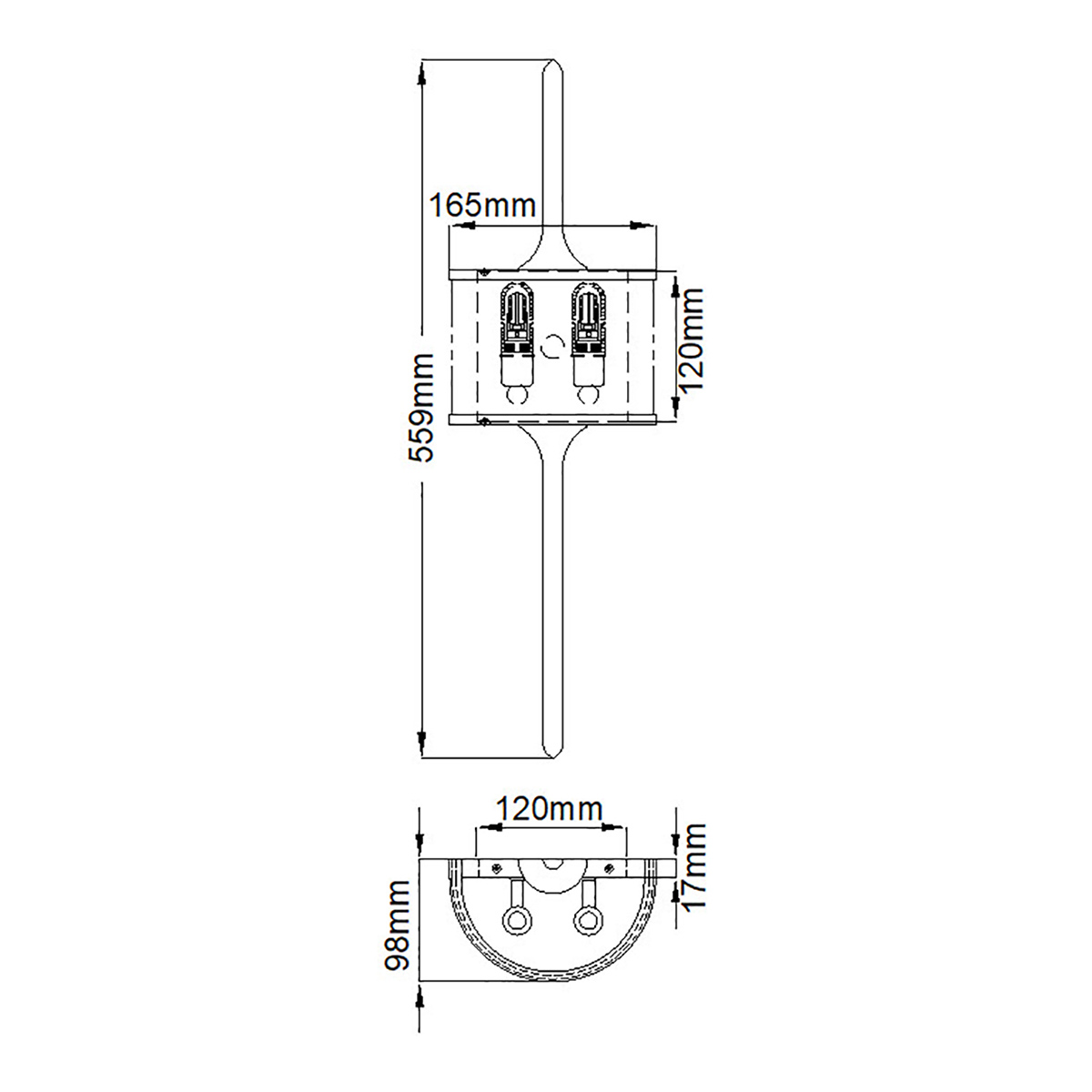 Бра вертикальное с белым полукруглым плафоном и длинным стержнем S Kichler в Сочи