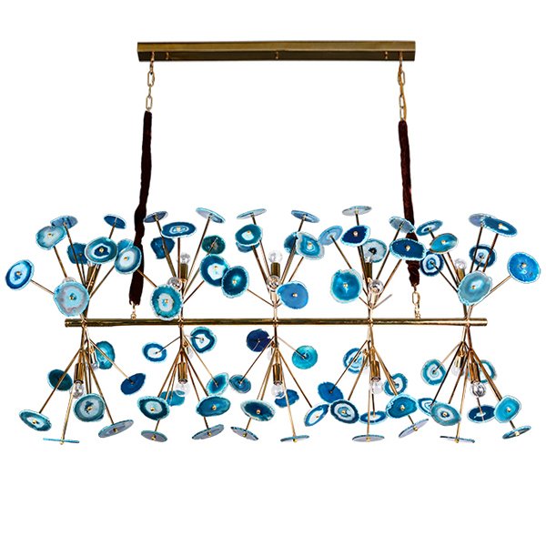 Люстра Agate Burst Chandelier Blue Line Золотой Синий в Сочи | Loft Concept 