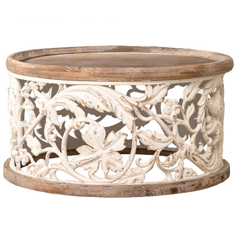 Кофейный стол Fleurette Provence Side Table  Древесина Белый Золотой в Сочи | Loft Concept 