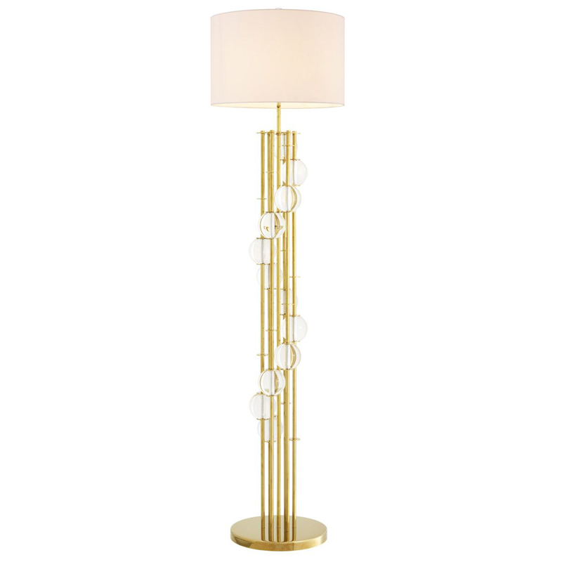 Торшер Eichholtz Floor Lamp Lorenzo Gold & white Глянцевое золото Белый Прозрачный в Сочи | Loft Concept 