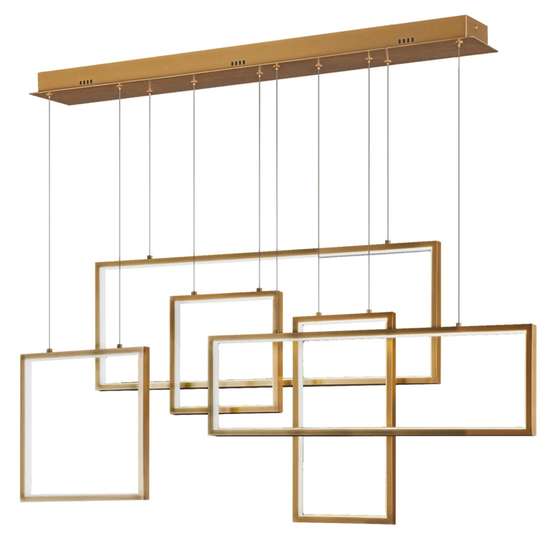 Люстра Rectangle Geometry Chandelier Gold 5 Золотой в Сочи | Loft Concept 