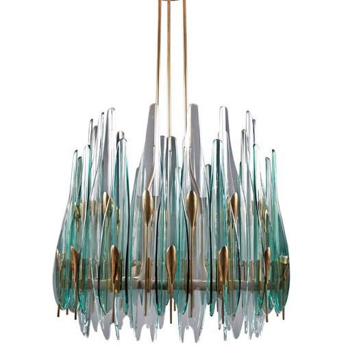 Люстра Max Ingrand Dahlia Chandelier Прозрачный зеленый Глянцевое золото в Сочи | Loft Concept 