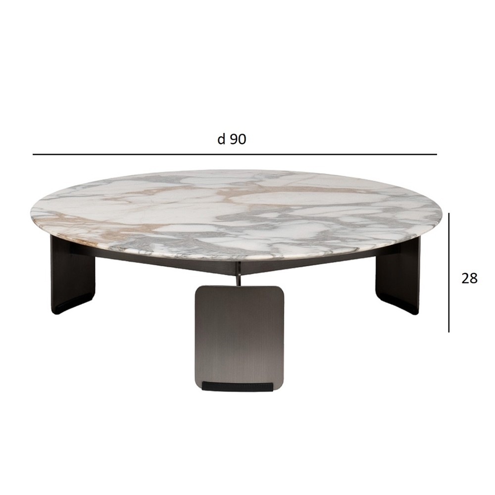 Столик журнальный с круглой мраморной столешницей на трех опорах Marble Stone Drawing в Сочи