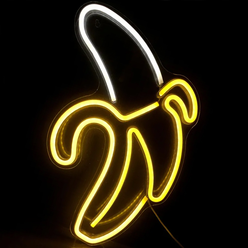 Неоновая настенная лампа Banana Neon Wall Lamp Прозрачный Белый Желтый в Сочи | Loft Concept 