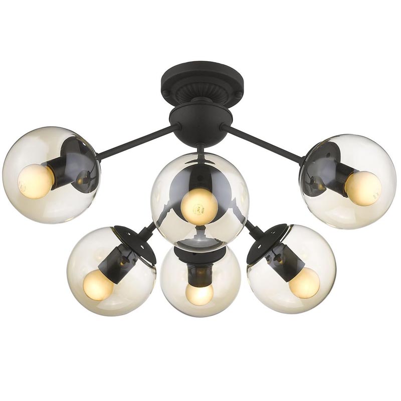 Потолочный светильник Ceiling Lamp Modo 6 black Черный Янтарный в Сочи | Loft Concept 