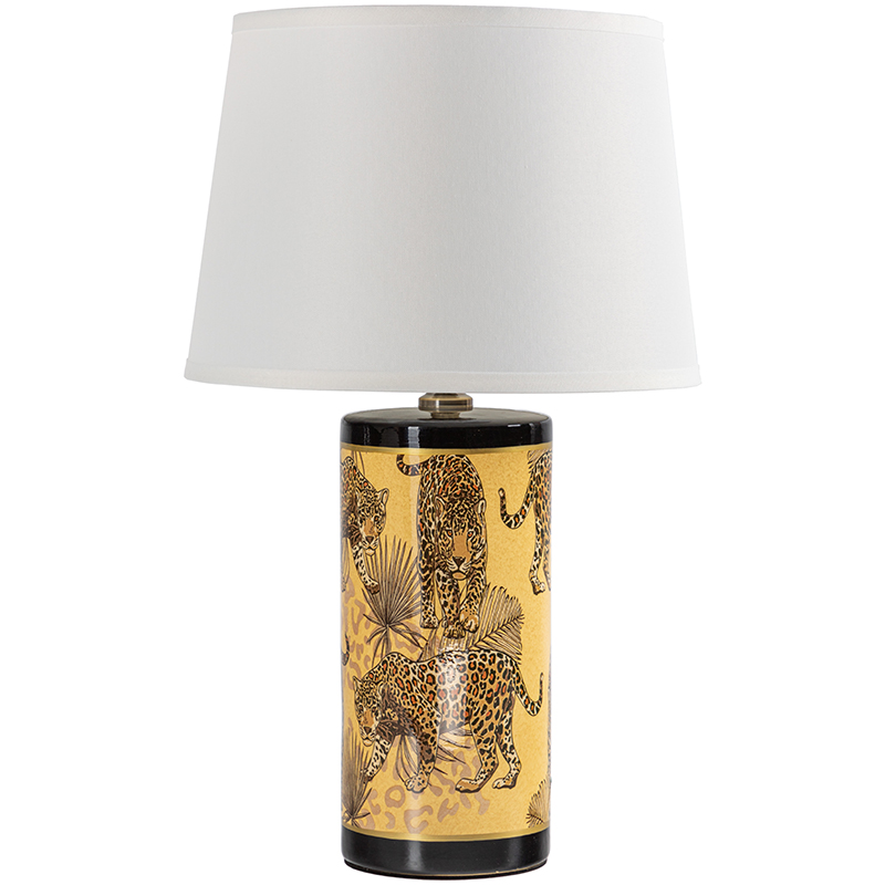 Настольная лампа с абажуром Leopard Lampshade Yellow White Желтый Белый Черный в Сочи | Loft Concept 