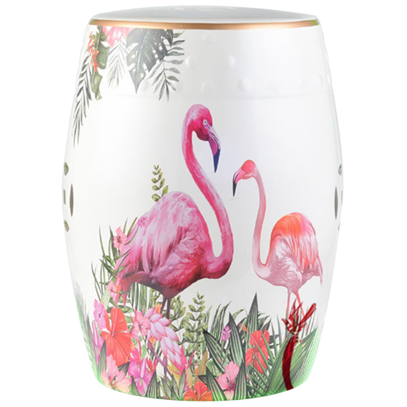 Керамический табурет Flamingo Tropical Animal Ceramic Stool White Белый Розовый Зеленый в Сочи | Loft Concept 