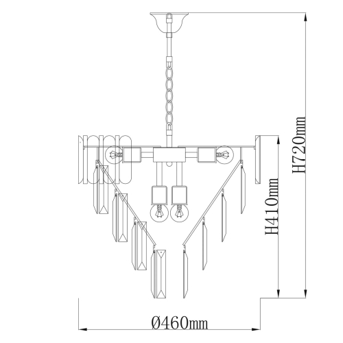 Люстра из черного металла с многоярусными подвесками из прозрачного хрусталя на золотой цепи Empire Black Chandelier Crystal в Сочи