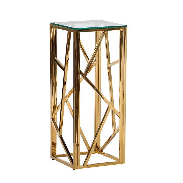 Подставка Serene Furnishing Gold Clear Glass Top stand Прозрачное Стекло Золотой в Сочи | Loft Concept 